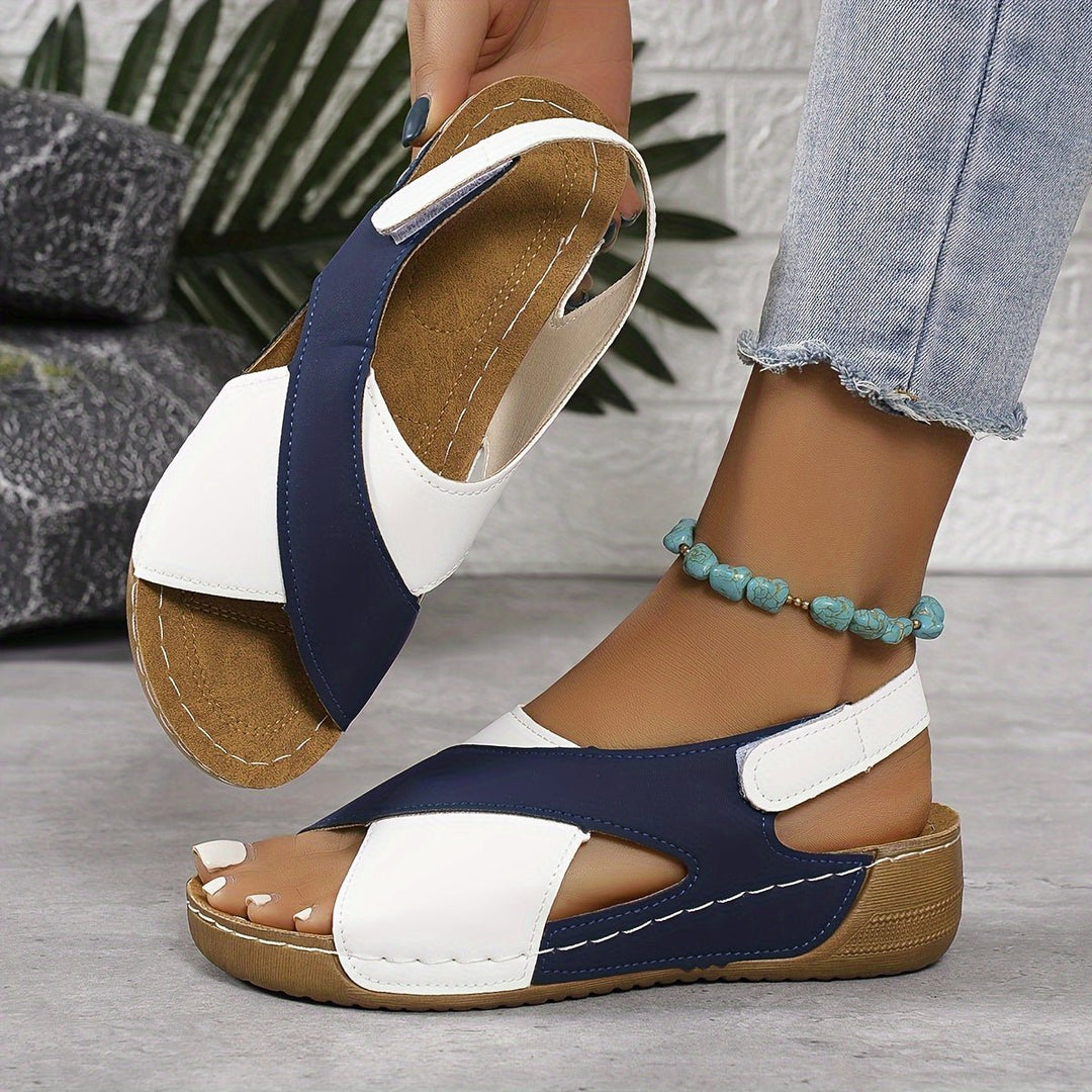 Women's Orthopedic Color-Block Wedge Slingback Sandals