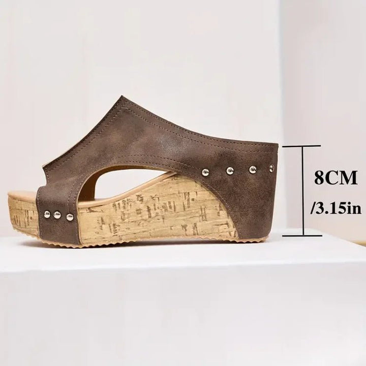 Women's Orthopedic Cork Wedge Open-Toe Slip-On Sandals