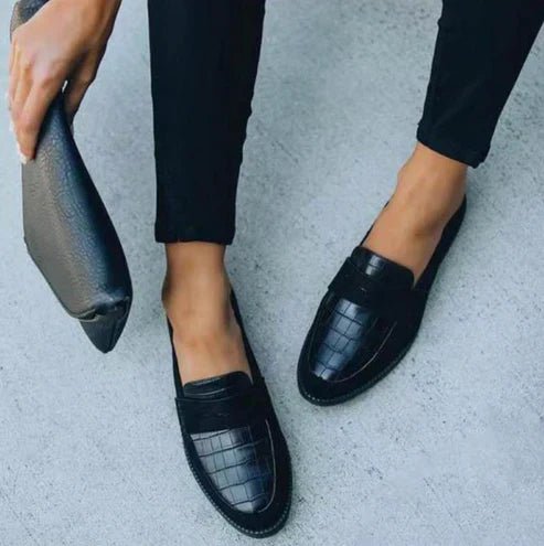 Women's Orthopedic Croc-Textured Slip-On Leather Loafers