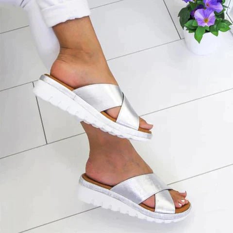 Women's Orthopedic Cross-Strap Slip-On Platform Sandals