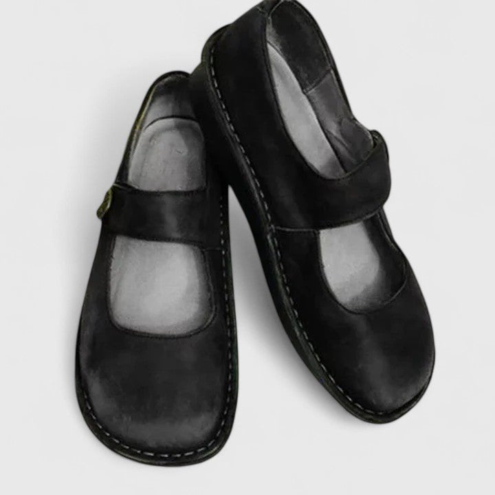 Women's Orthopedic Cushioned Mary Jane Flat Shoes - Black