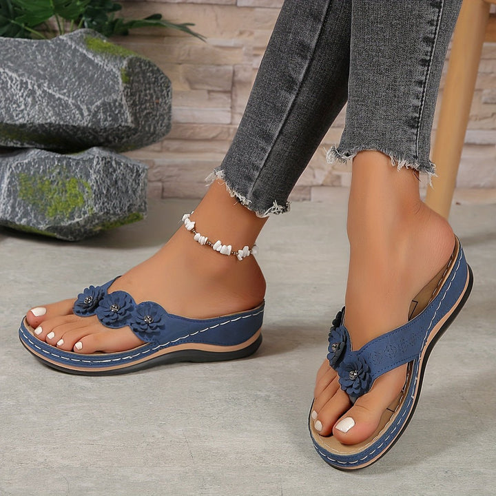 Women's Orthopedic Floral Wedge Flip-Flop Sandals Arch Support