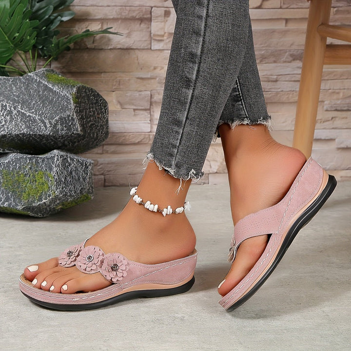 Women's Orthopedic Floral Wedge Flip-Flop Sandals Arch Support