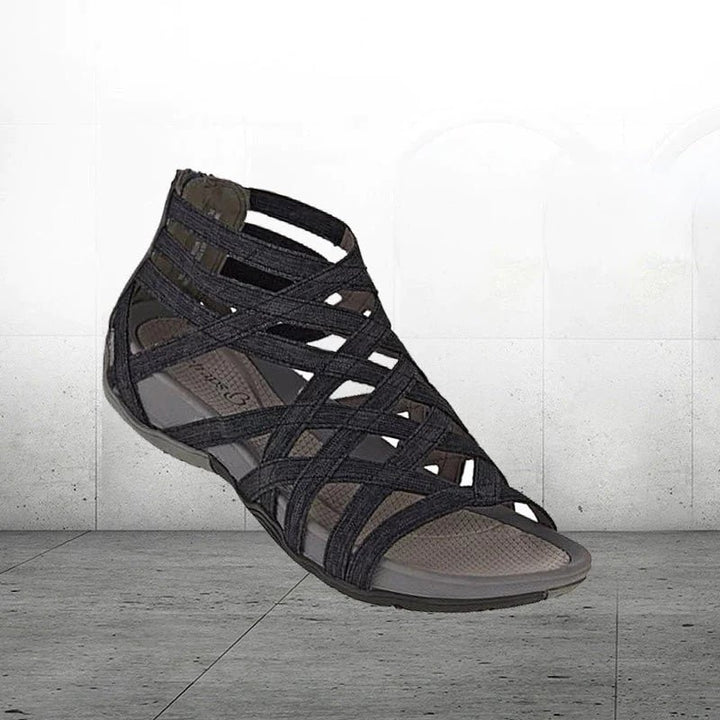 Women's Orthopedic Gladiator Flat Sandals Cutout Ankle Strap