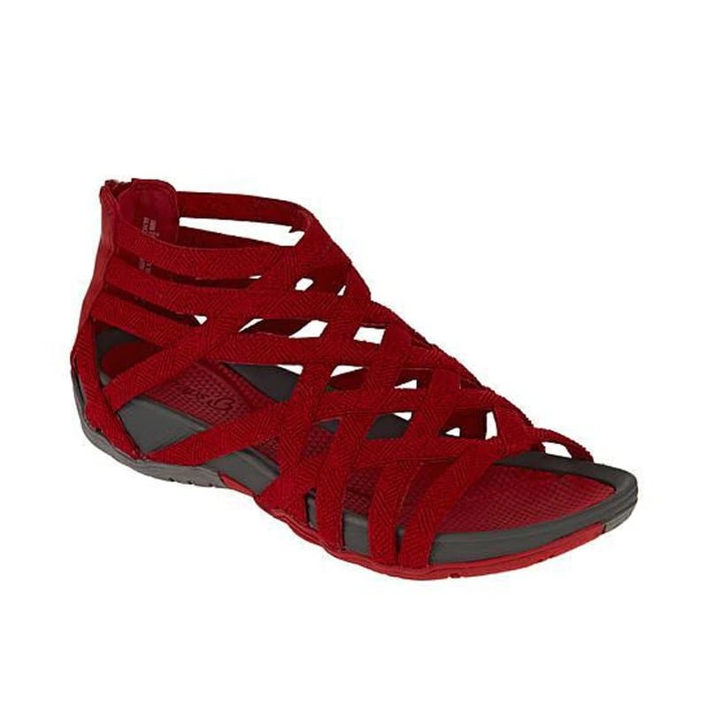 Women's Orthopedic Gladiator Flat Sandals Cutout Ankle Strap - Red