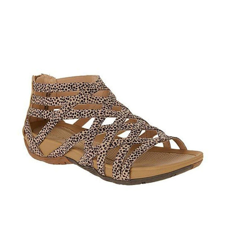 Women's Orthopedic Gladiator Flat Sandals Cutout Ankle Strap - Gray