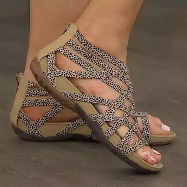Women's Orthopedic Gladiator Flat Sandals Cutout Ankle Strap