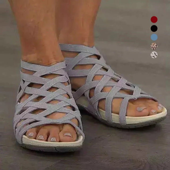 Women's Orthopedic Gladiator Flat Sandals Cutout Ankle Strap