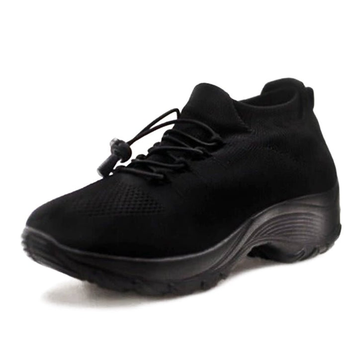 Women's Orthopedic Memory-Foam Lace-Up Platform Sneakers - Midnight Black
