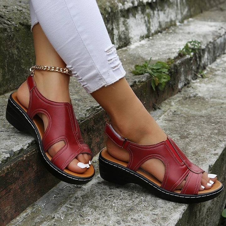 Women's Orthopedic PU Leather Wedge Arch-Support Sandals