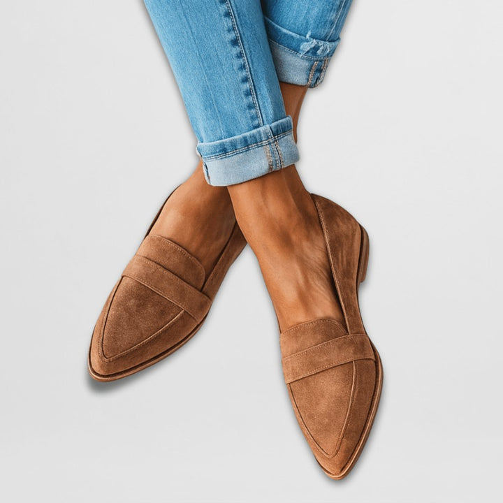 Women's Orthopedic Suede Pointed-Toe Slip-On Loafers - Bruin