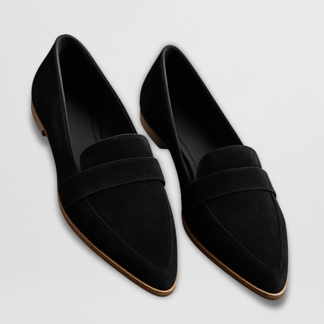 Women's Orthopedic Suede Pointed-Toe Slip-On Loafers - Zwart