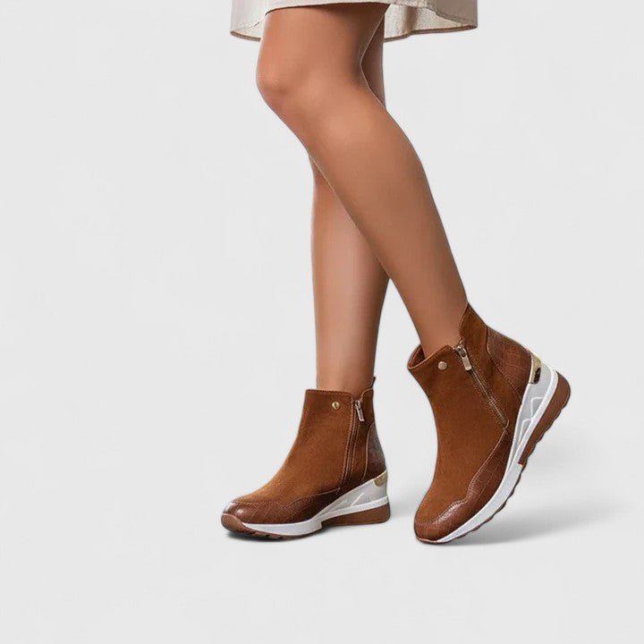 Women's Orthopedic Wedge Ankle Boots Arch-Support Side-Zip Sneaker Booties