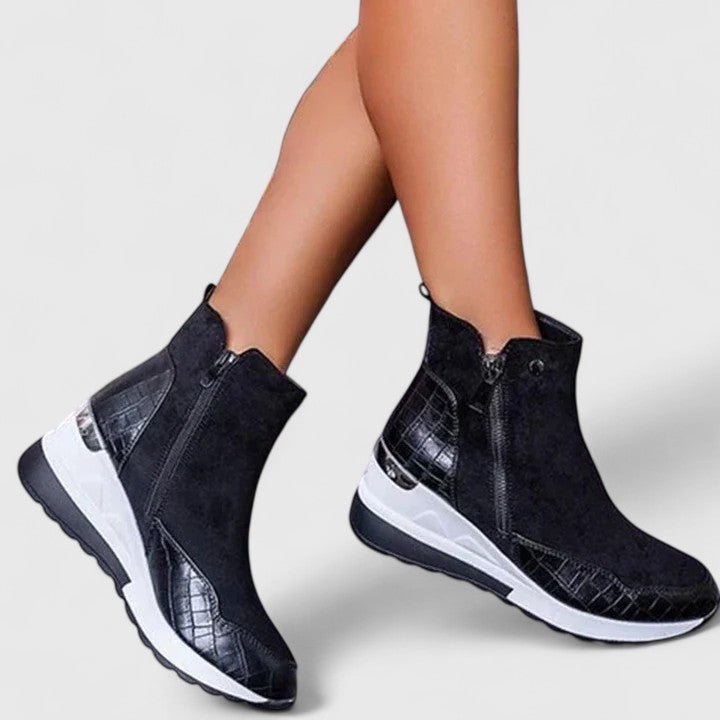 Women's Orthopedic Wedge Ankle Boots Arch-Support Side-Zip Sneaker Booties