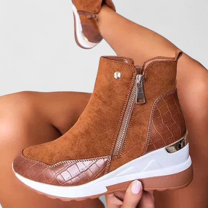 Women's Orthopedic Wedge Ankle Boots Arch-Support Side-Zip Sneaker Booties