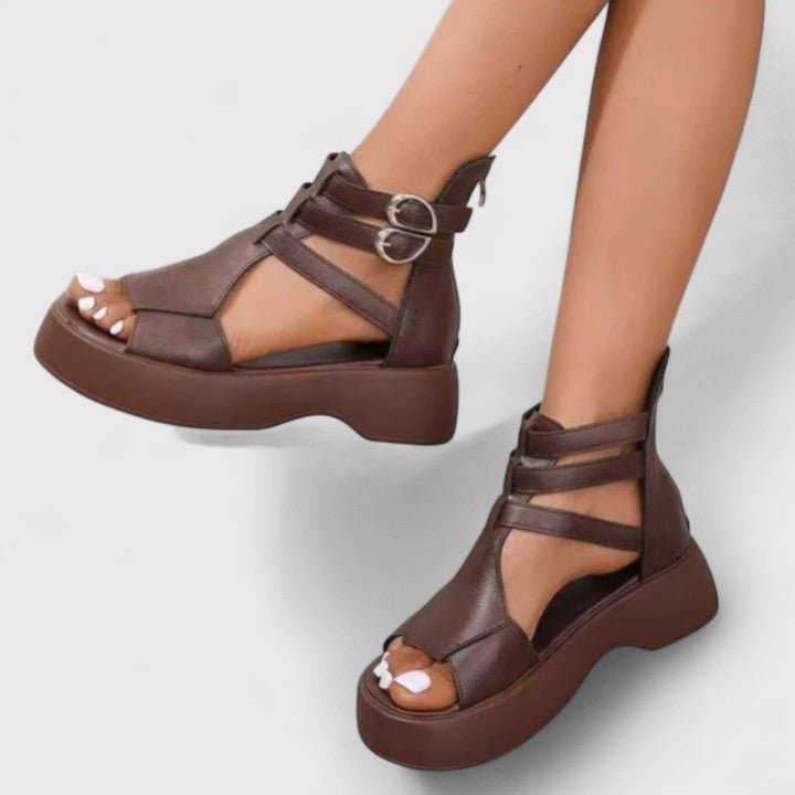 Women's Platform Gladiator Sandals Buckle Ankle Strap Open Toe