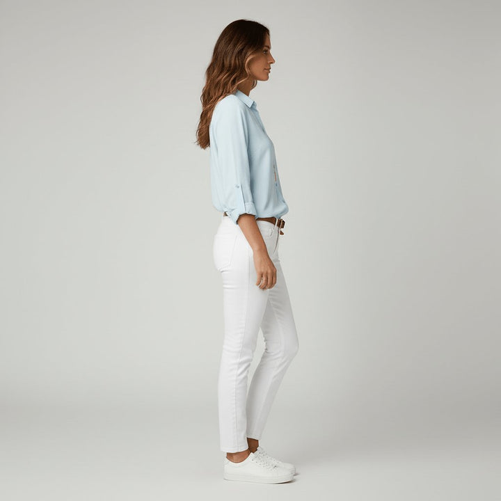 Women's Relaxed-Fit Button-Up Long Sleeve Shirt Collar Blouse