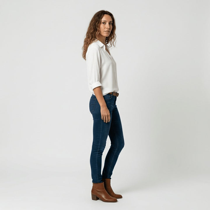 Women's Relaxed-Fit Button-Up Long Sleeve Shirt Collar Blouse