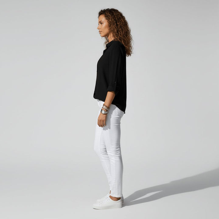 Women's Relaxed-Fit Button-Up Long Sleeve Shirt Collar Blouse