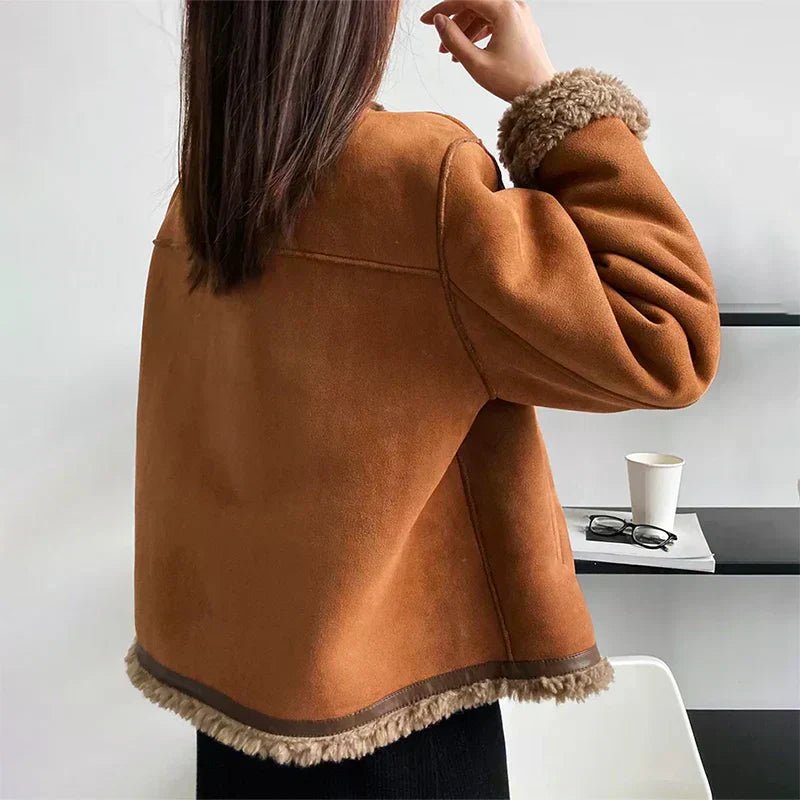 Women's Relaxed-Fit Faux Shearling Button-Front Jacket