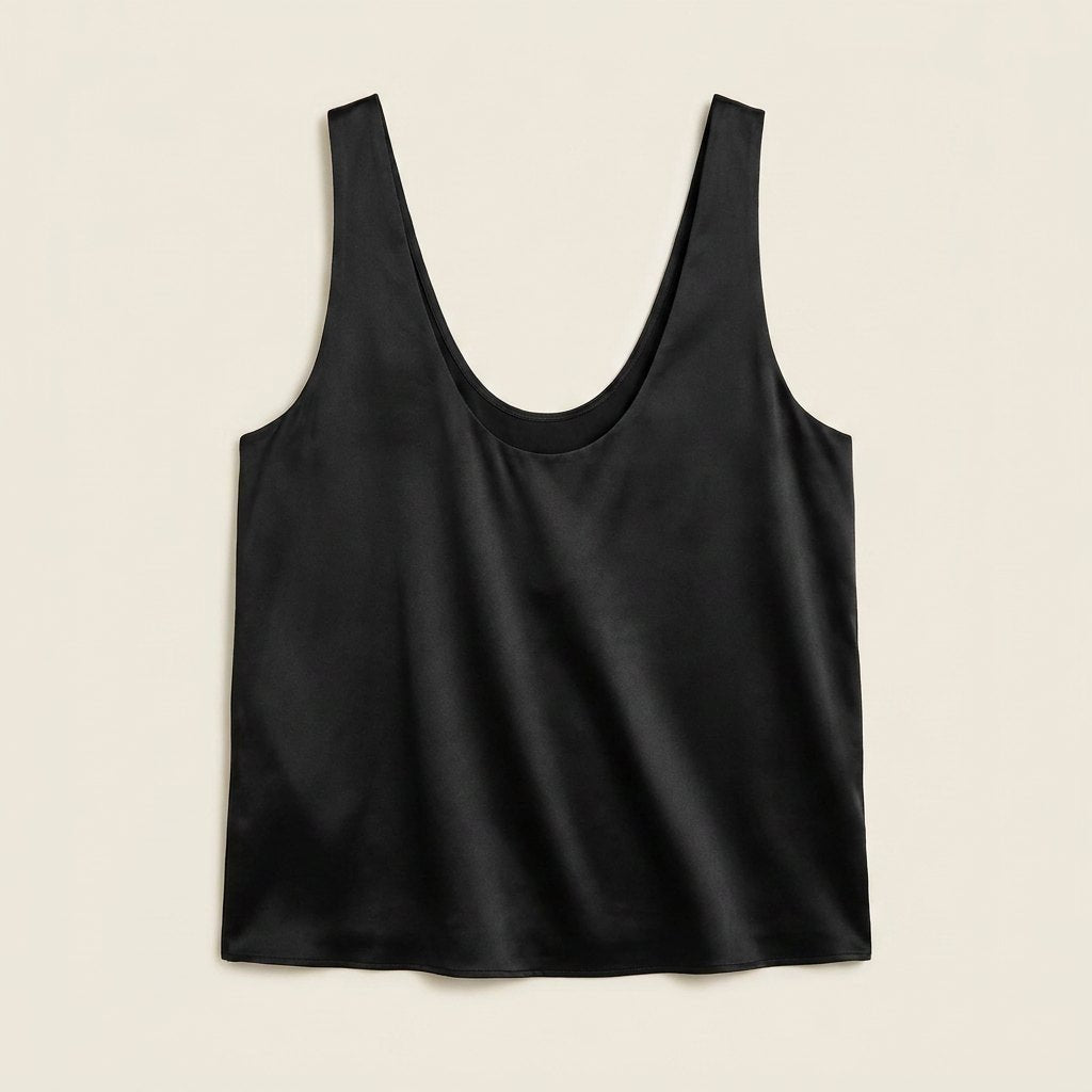 Women's Relaxed-Fit U-Neck Satin Tank Top