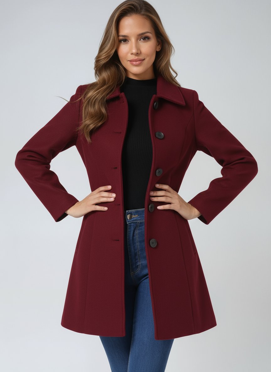 Women's Single-Breasted Structured Lapel Winter Coat