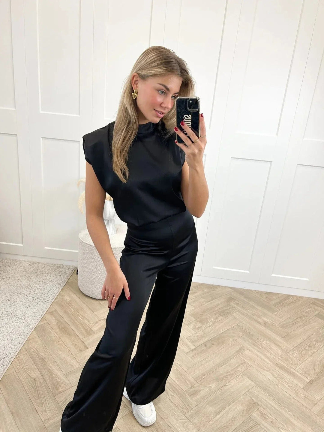 Women's Sleeveless Wide-Leg Satin Jumpsuit