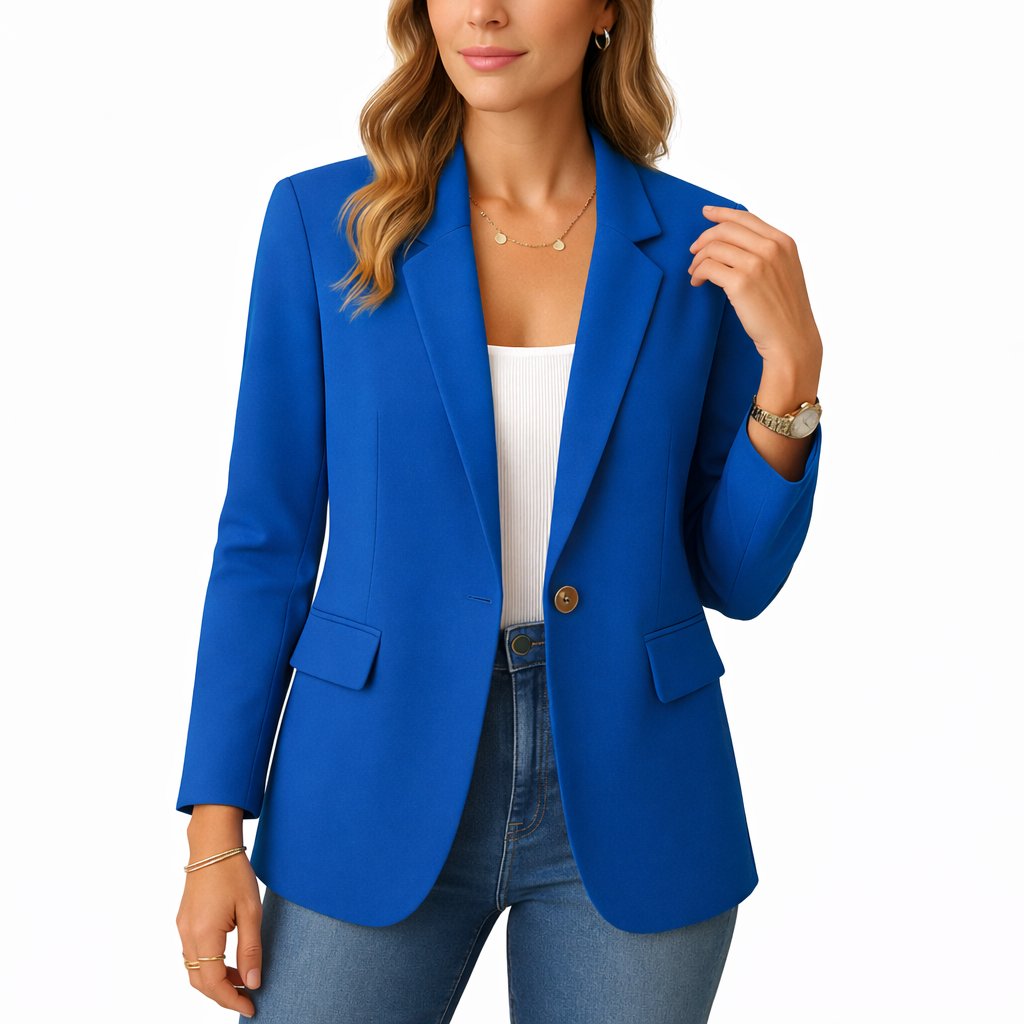 Women's Slim-Fit Single-Button Stretch Tailored Blazer - Blue