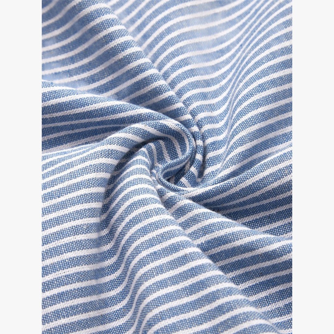 Women's Striped Button-Detail Short-Sleeve Midi Dress Pockets