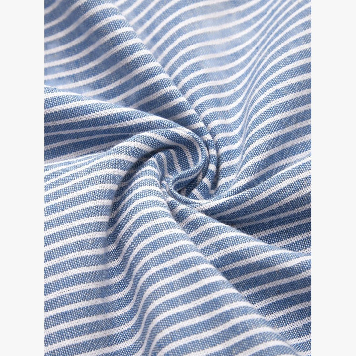 Women's Striped Button-Detail Short-Sleeve Midi Dress Pockets