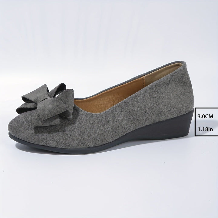 Women's Suede-Effect Bow-Detail Cushioned Slip-On Ballet Flats