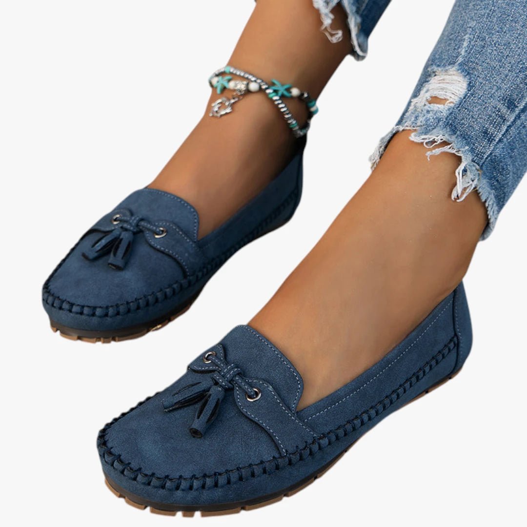 Women's Suede Tassel Slip-On Flat Loafers - Blå