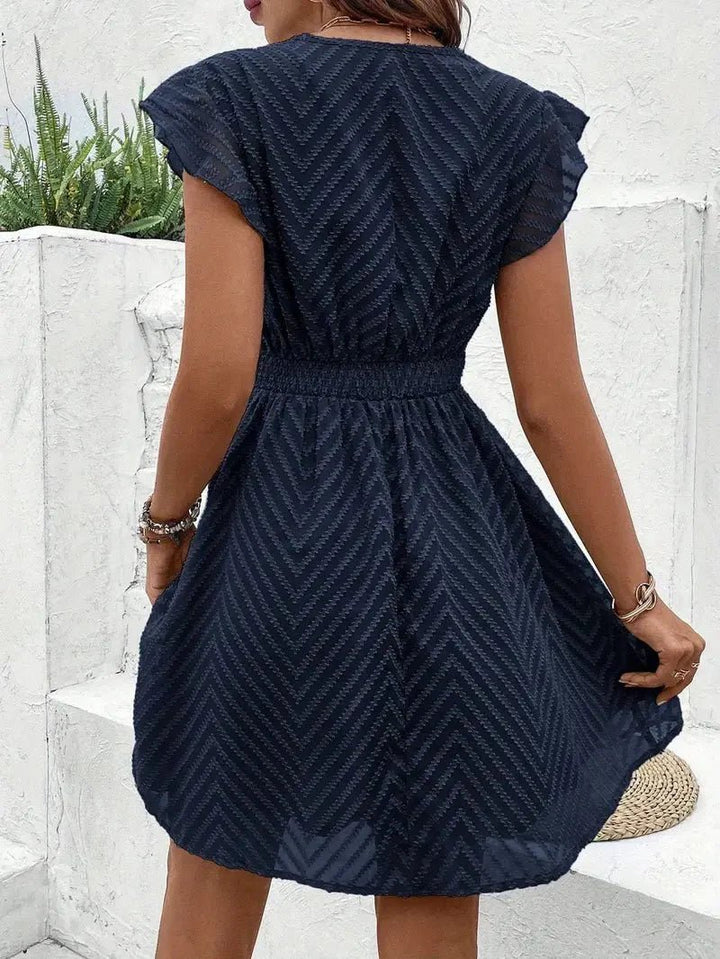 Women's V-Neck Lace-Trim Cap-Sleeve Mini Dress